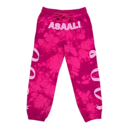 Asaali Ribbon Tie Dye Sweatpants Fuschia
