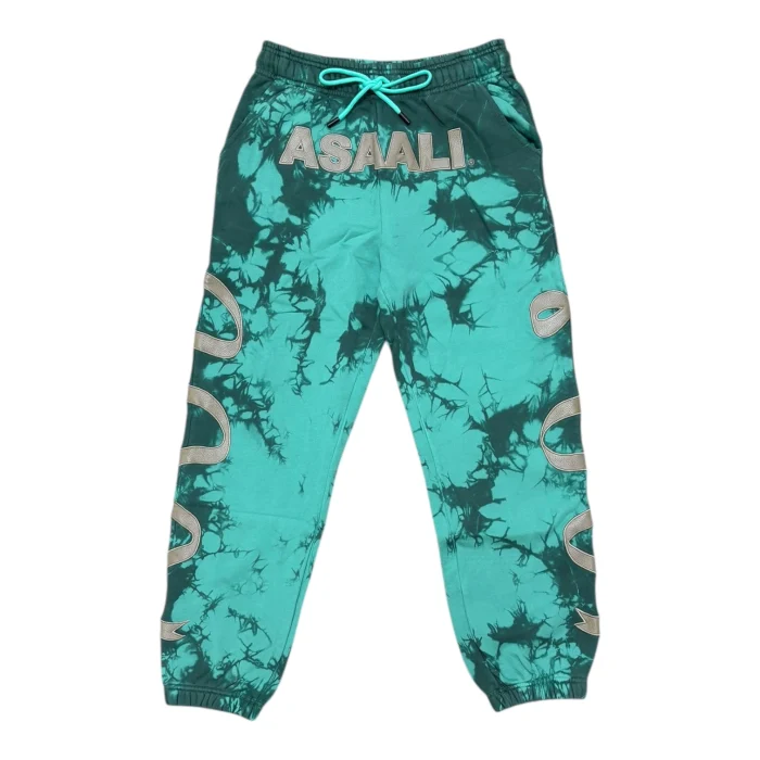 Asaali Ribbon Tie Dye Sweatpants Green